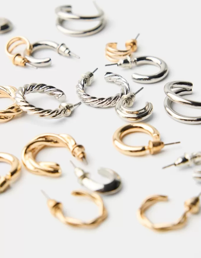 Confezione da 9 orecchini a cerchio