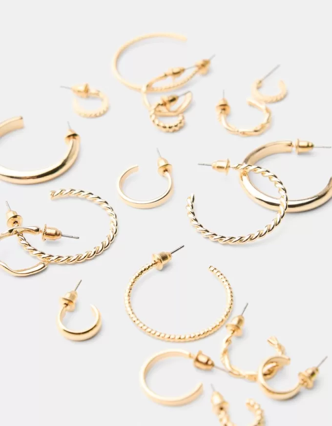 Confezione da 9 orecchini testurizzati