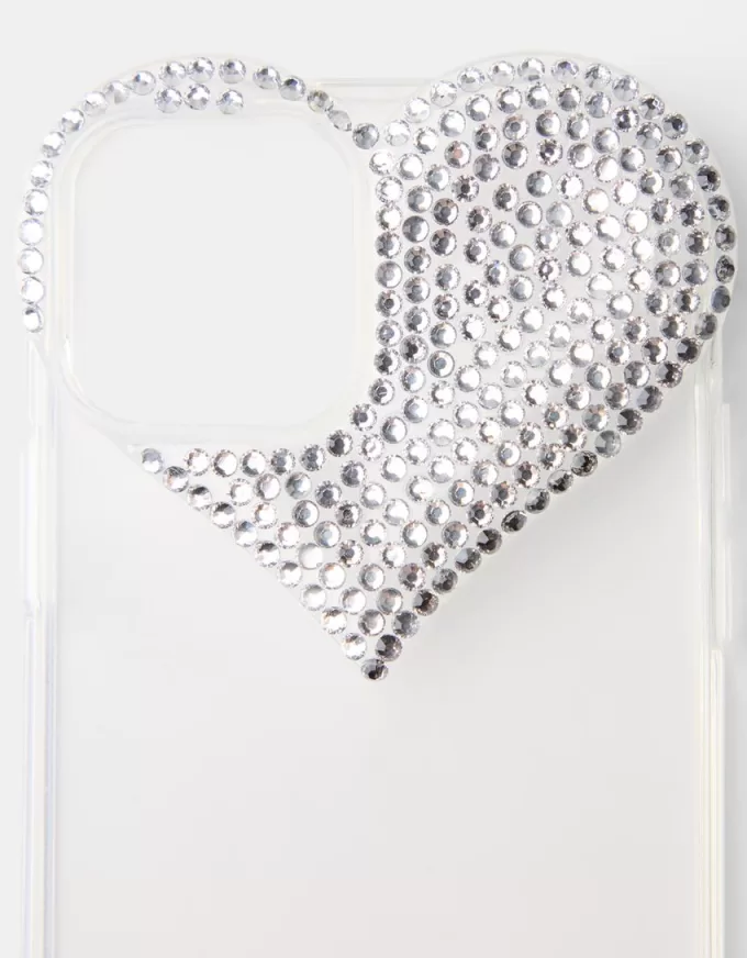 Custodia per iPhone con cuore in strass