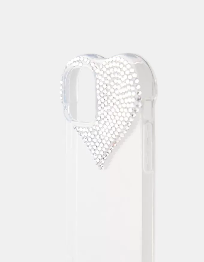 Custodia per iPhone con cuore in strass