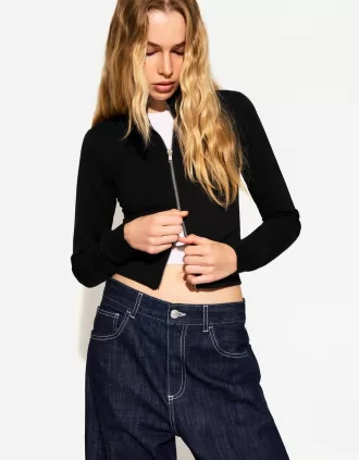 Felpa a collo alto con cerniera