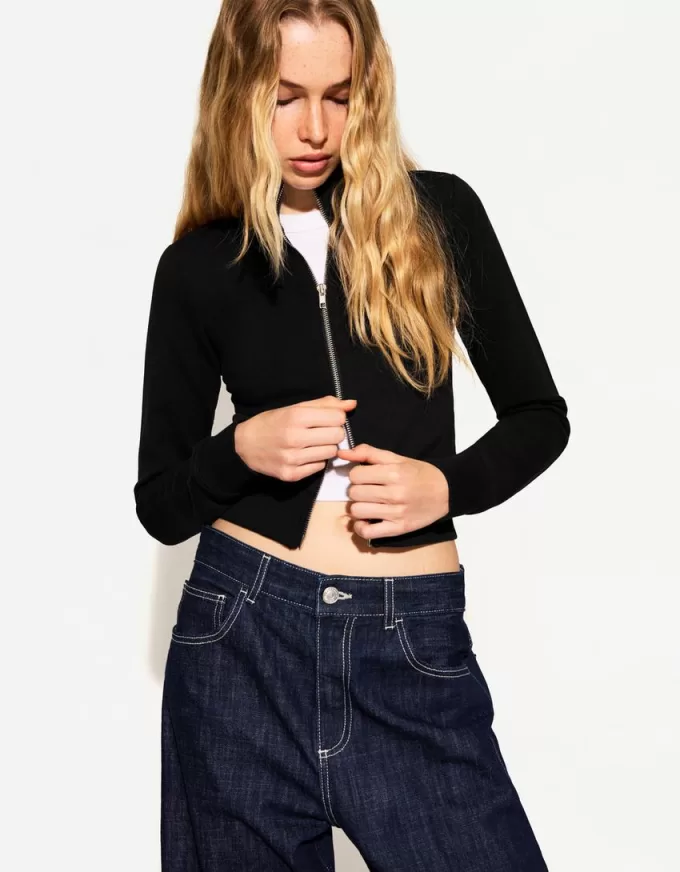 Felpa a collo alto con cerniera