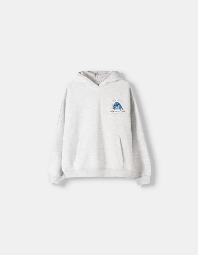 Felpa con cappuccio con stampa Lilo & Stitch