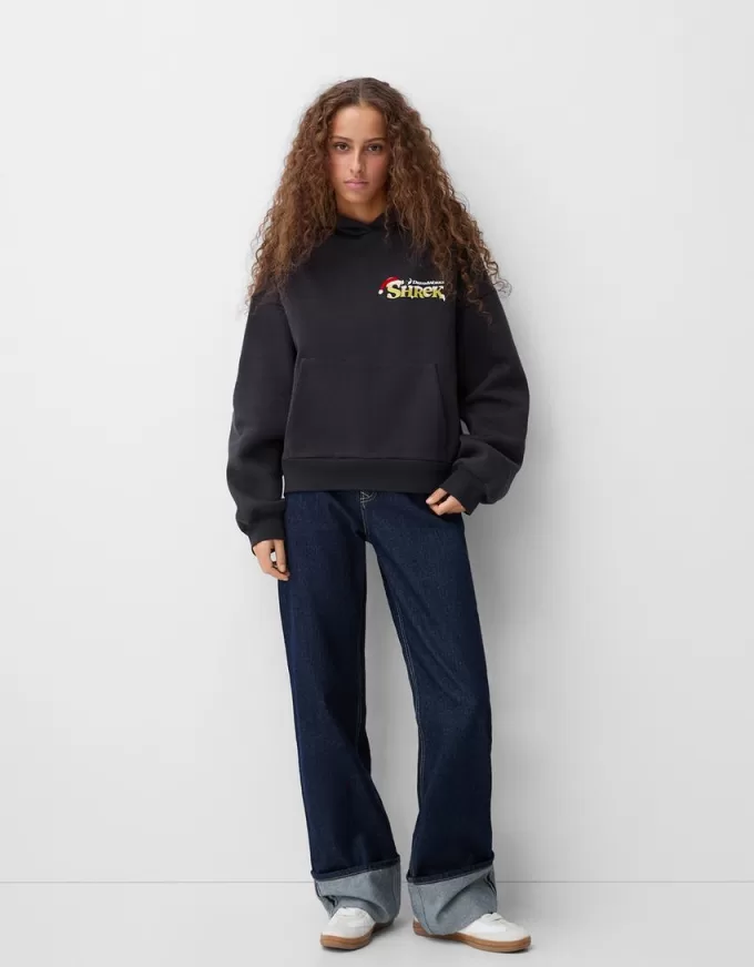 Felpa con cappuccio con stampa Shrek