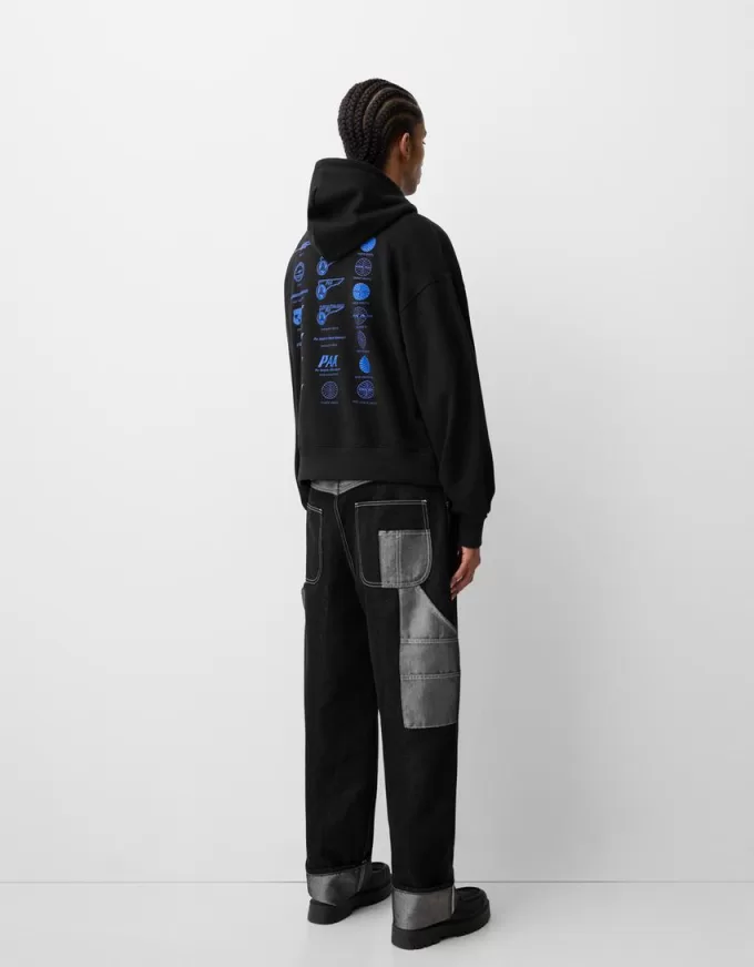 Felpa con cappuccio dalla vestibilità squadrata e stampa Pan Am