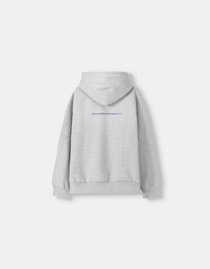 Felpa con cappuccio dalla vestibilità squadrata e stampa Pan Am