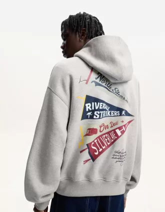 Felpa con cappuccio dalla vestibilità squadrata stampata