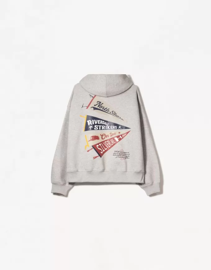 Felpa con cappuccio dalla vestibilità squadrata stampata