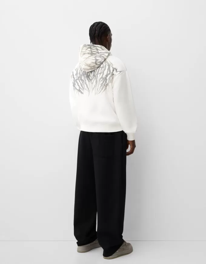 Felpa con cappuccio e stampa dalla vestibilità squadrata