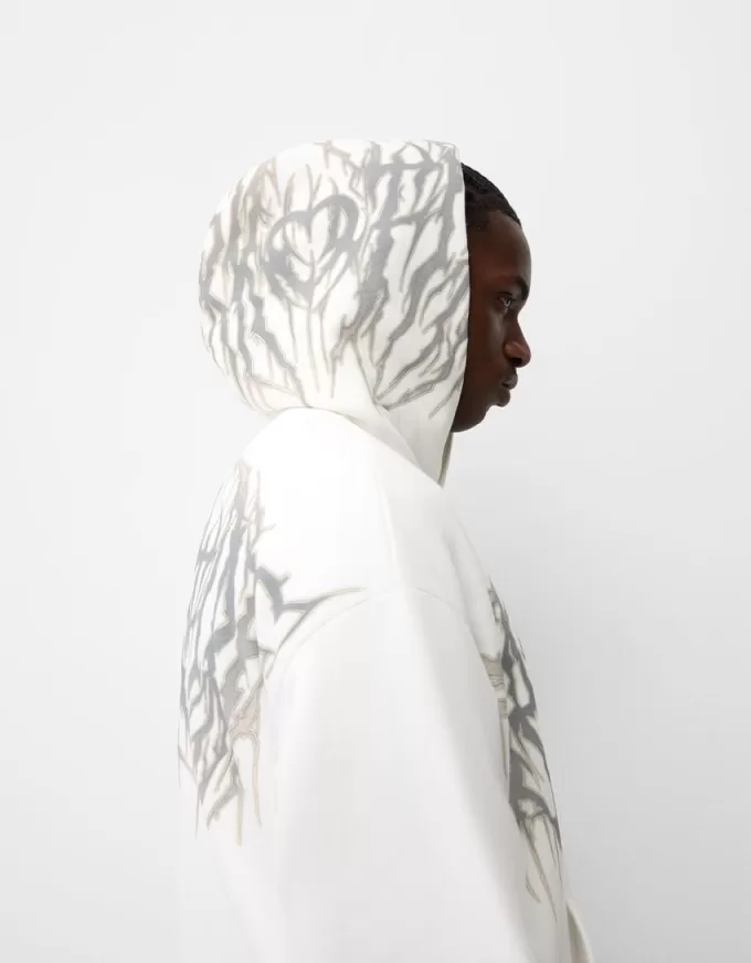 Felpa con cappuccio e stampa dalla vestibilità squadrata