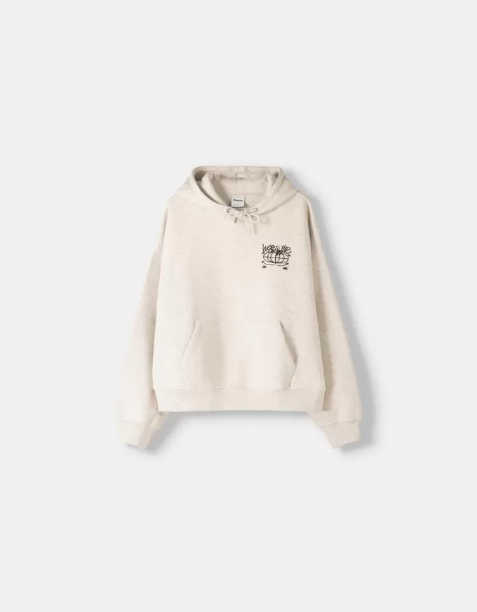 Felpa con cappuccio e stampa dalla vestibilità squadrata