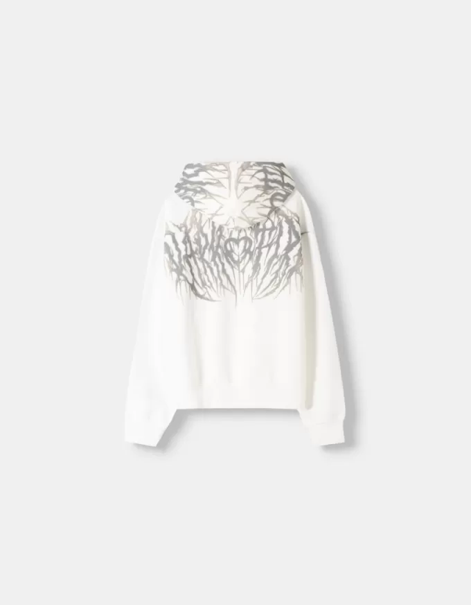 Felpa con cappuccio e stampa dalla vestibilità squadrata