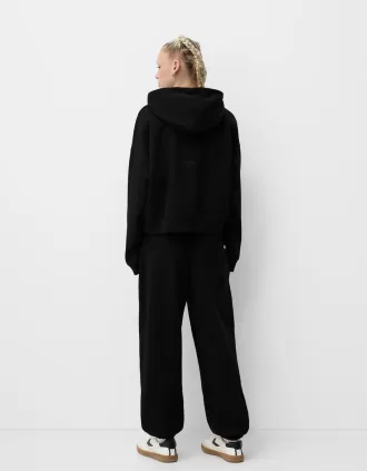 Felpa con cappuccio in peluche