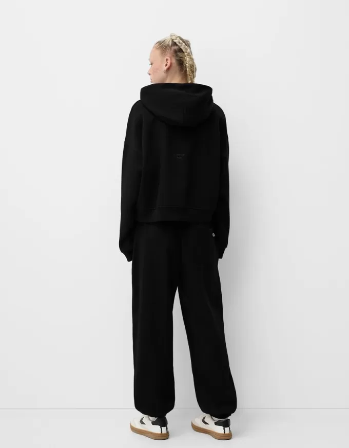 Felpa con cappuccio in peluche