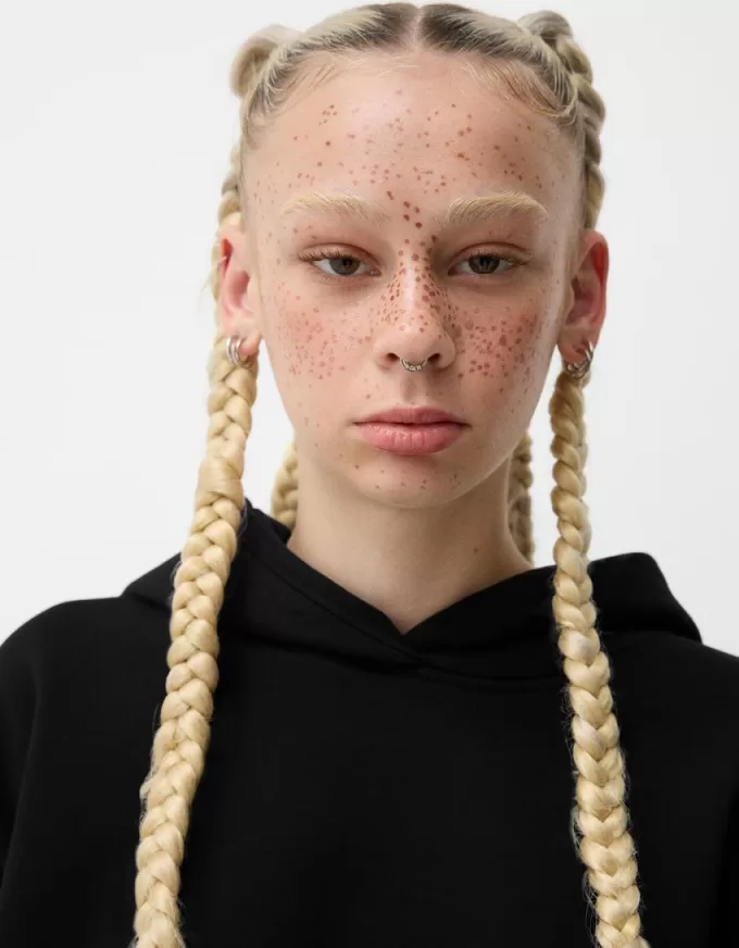 Felpa con cappuccio in peluche