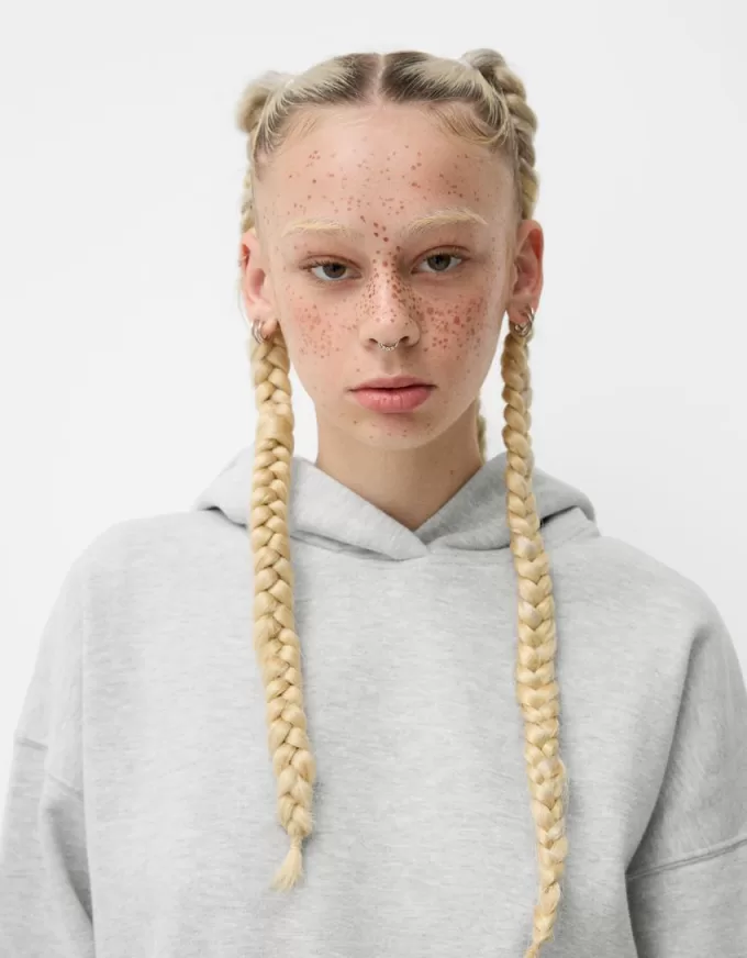 Felpa con cappuccio in peluche