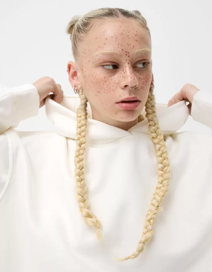 Felpa con cappuccio in peluche