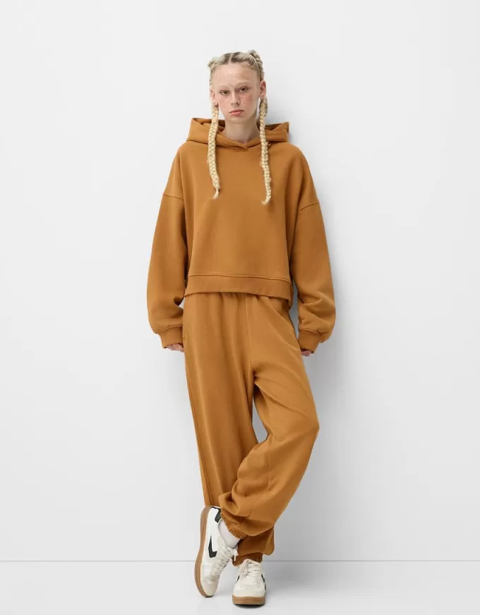 Felpa con cappuccio in peluche