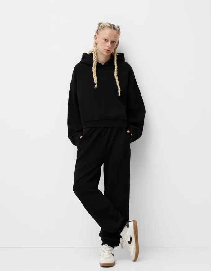 Felpa con cappuccio in peluche