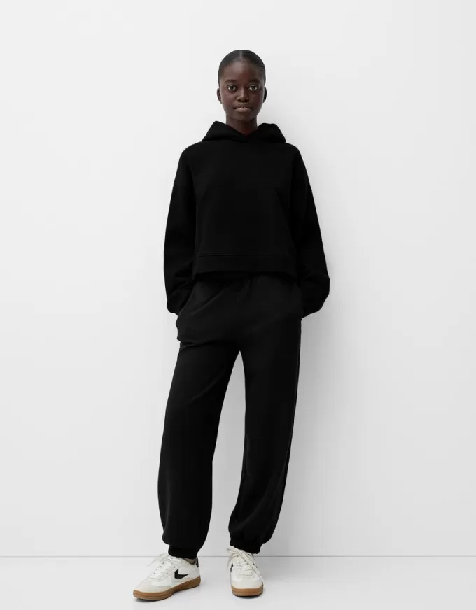 Felpa con cappuccio in peluche