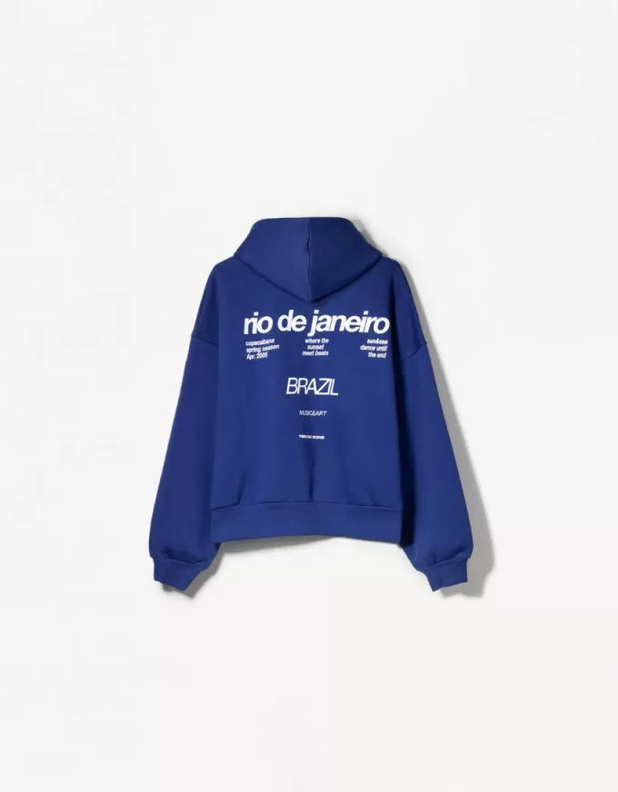 Felpa con cappuccio stampata