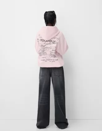 Felpa con cappuccio stampata