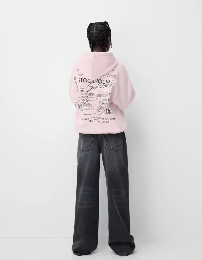 Felpa con cappuccio stampata