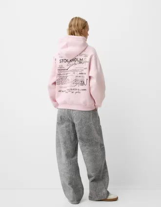 Felpa con cappuccio stampata