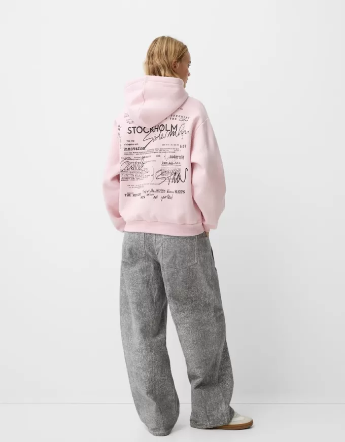 Felpa con cappuccio stampata