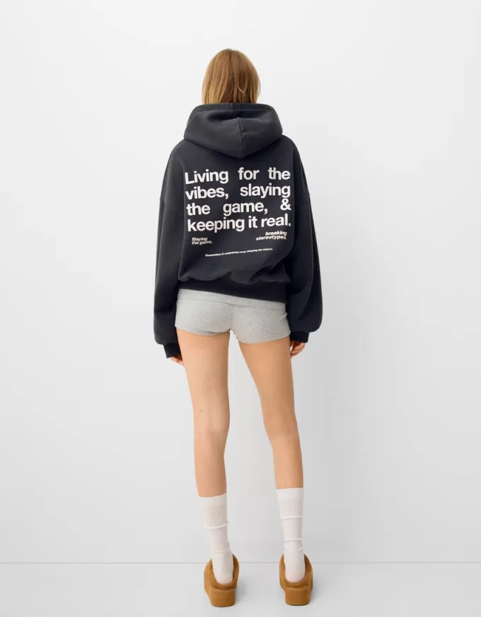 Felpa con cappuccio stampata