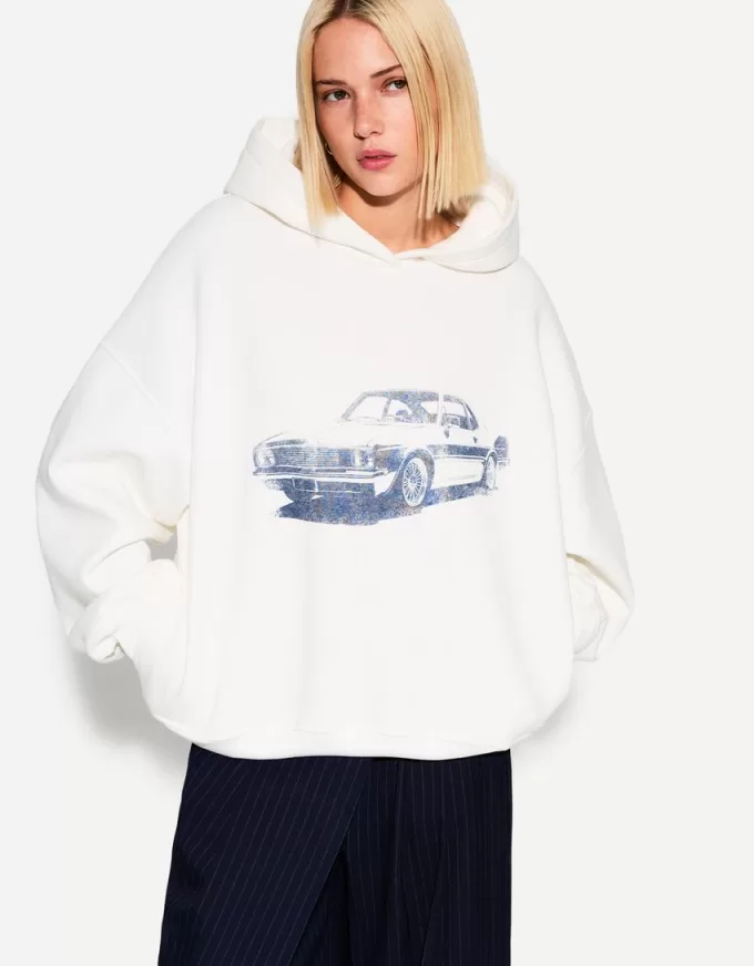 Felpa con cappuccio stampata