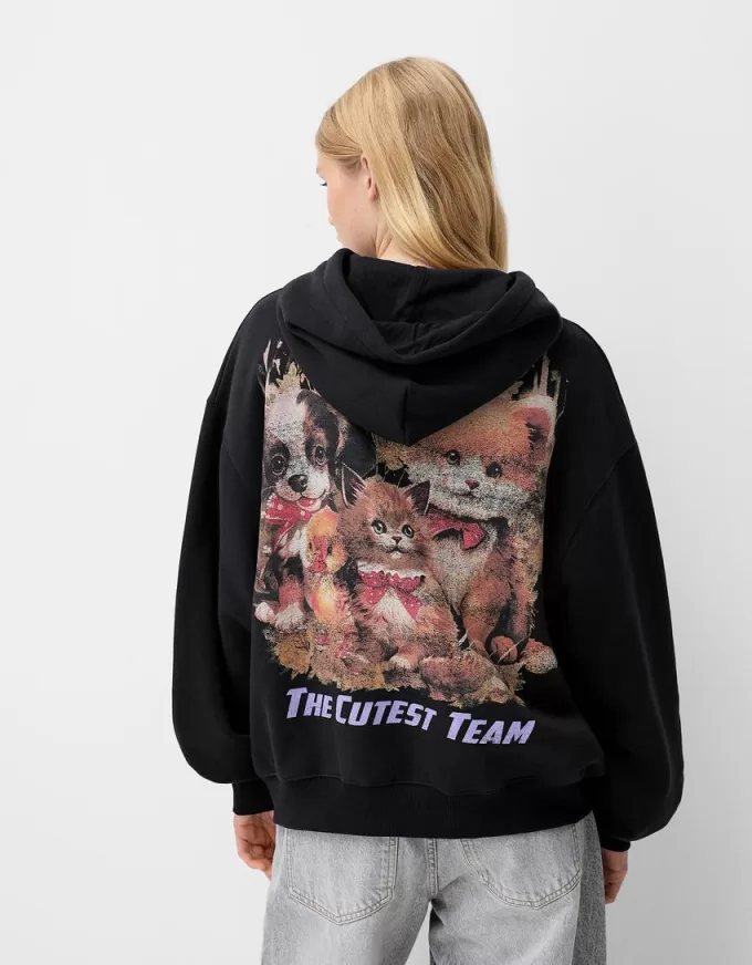 Felpa con cappuccio stampata