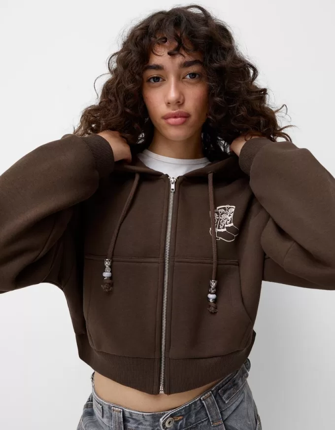 Felpa con cappuccio stampata