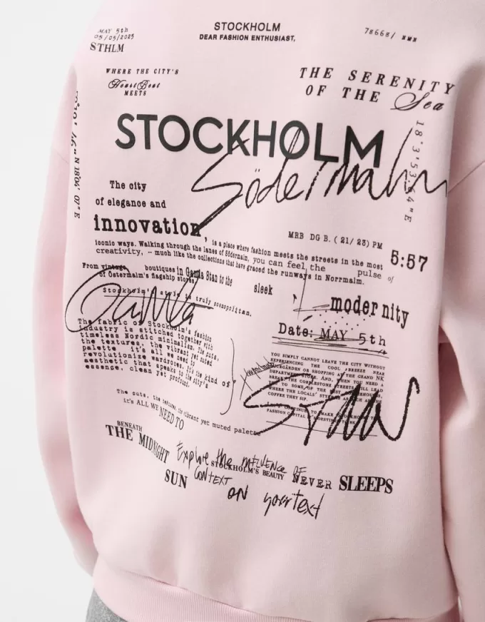 Felpa con cappuccio stampata