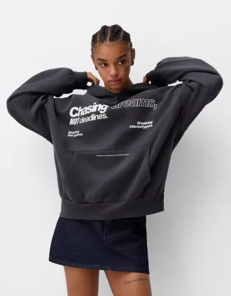 Felpa con cappuccio stampata