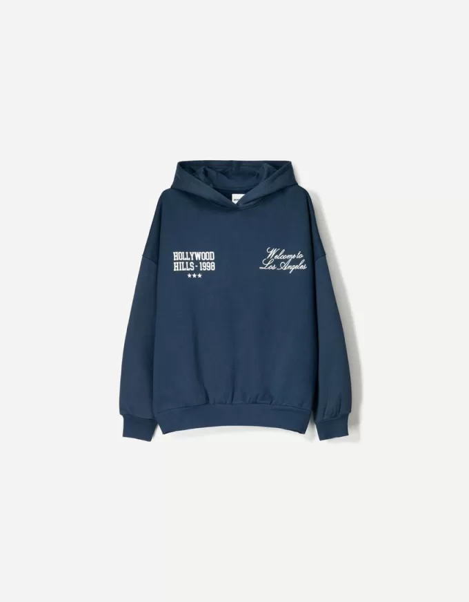 Felpa con cappuccio stampata