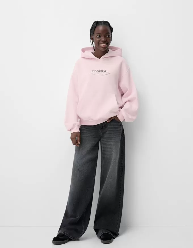 Felpa con cappuccio stampata