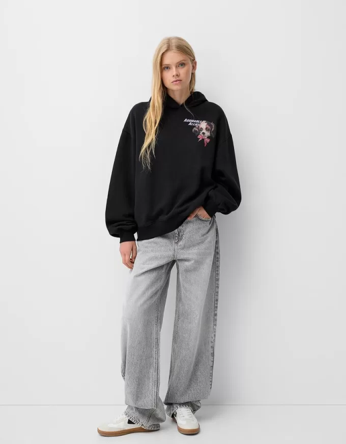 Felpa con cappuccio stampata