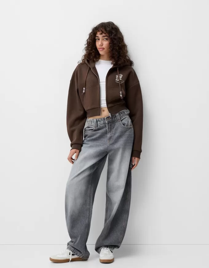 Felpa con cappuccio stampata