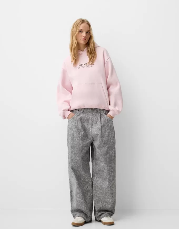 Felpa con cappuccio stampata