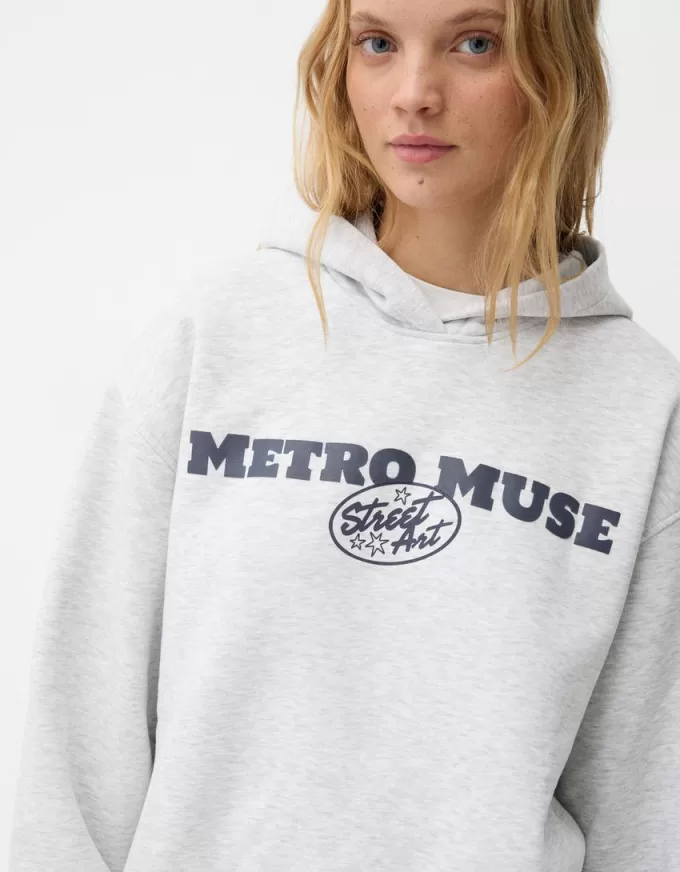 Felpa con cappuccio stampata