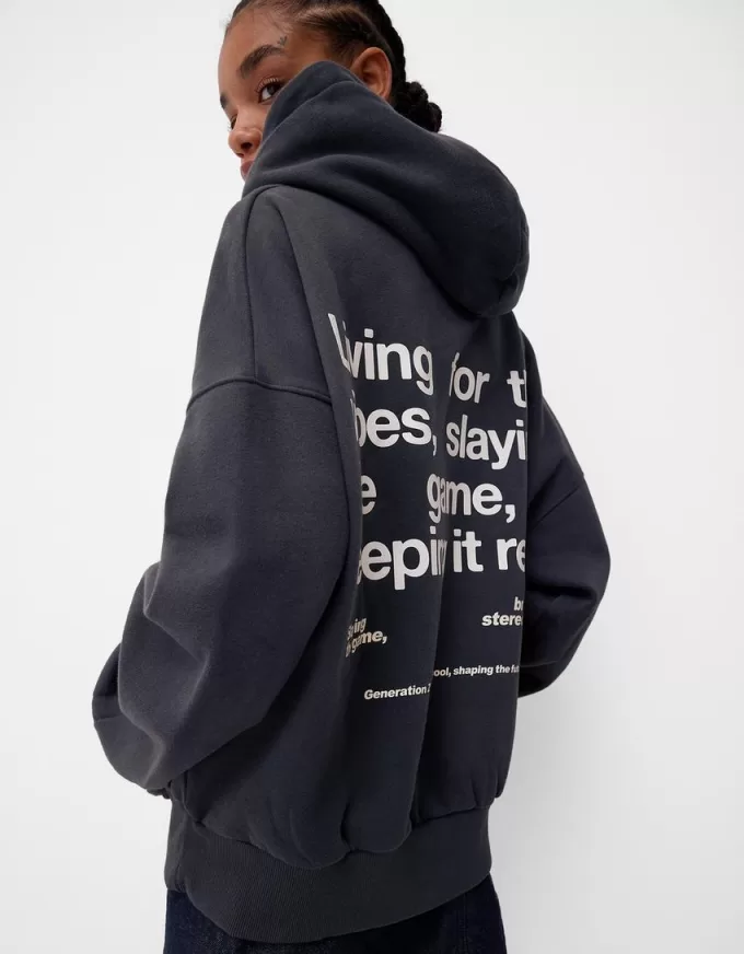 Felpa con cappuccio stampata