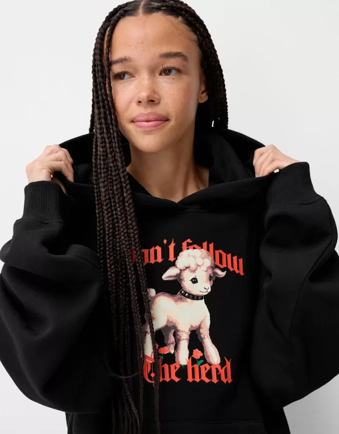 Felpa con cappuccio stampata