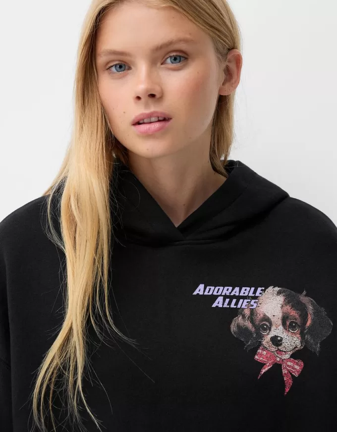 Felpa con cappuccio stampata