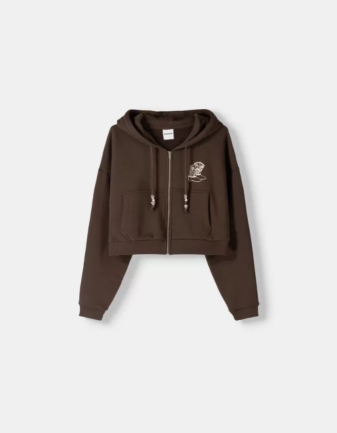 Felpa con cappuccio stampata