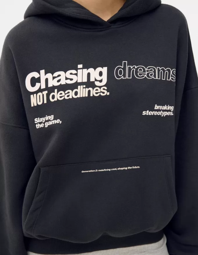 Felpa con cappuccio stampata