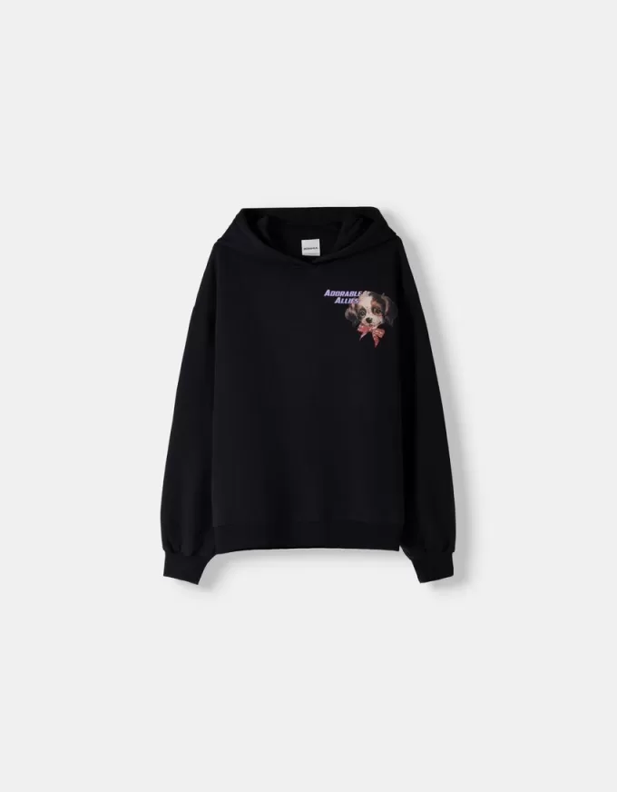 Felpa con cappuccio stampata