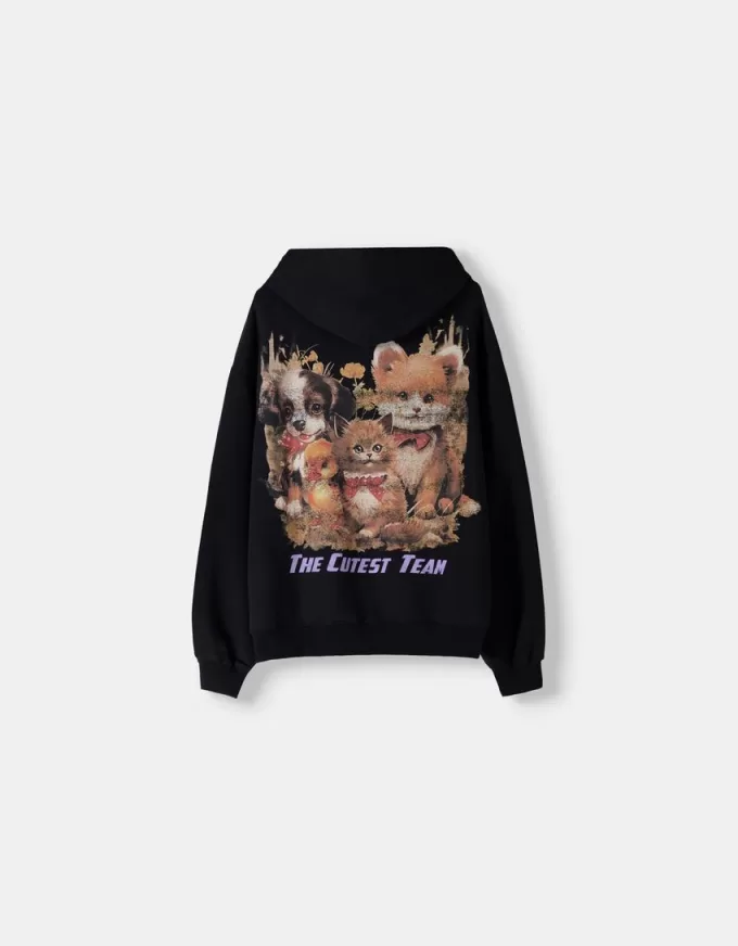 Felpa con cappuccio stampata