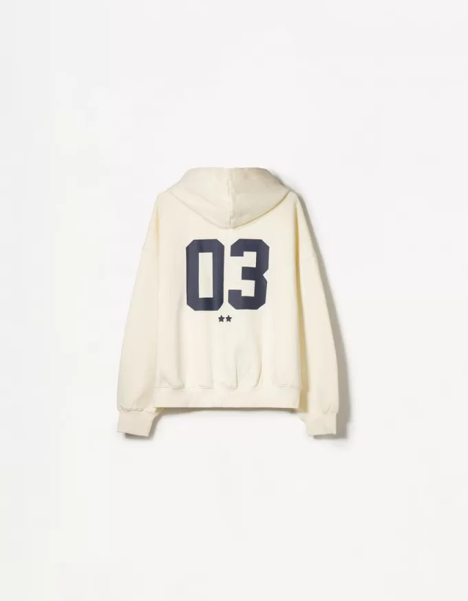 Felpa con cappuccio stampata con zip