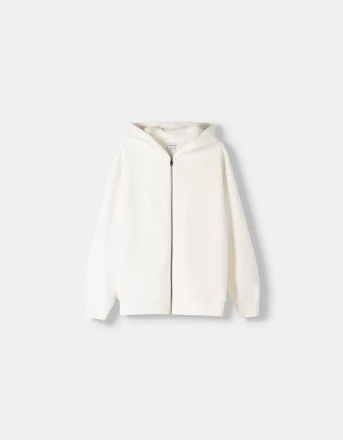 Felpa con cappuccio stampata con zip
